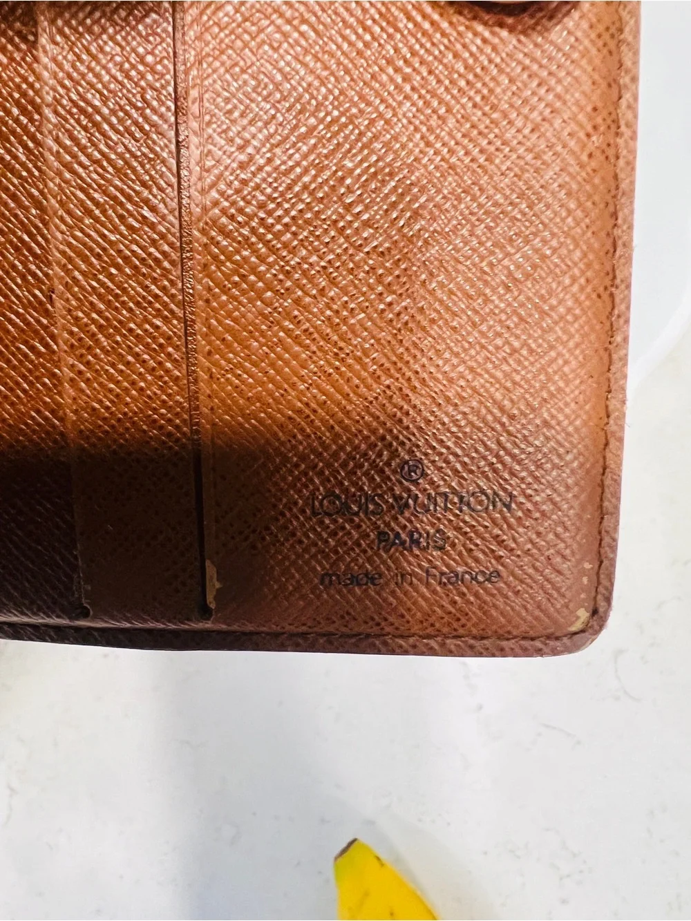 Louis Vuitton Monogram Vintage Bifold ID Wallet Brown Leather Repaired Authentic